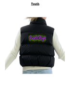 Load image into Gallery viewer, *Specialty Collection BLINGED TEAM NAME Burst YOUTH cropped puffer vest
