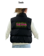 Load image into Gallery viewer, *Specialty Collection BLINGED TEAM NAME Burst YOUTH cropped puffer vest

