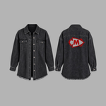 Load image into Gallery viewer, *Specialty Collection BLINGED MASCO Cheer Women's Button Down Oversized Boyfriend Jean Shacket (2 DESIGNS)
