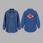 Load image into Gallery viewer, *Specialty Collection BLINGED MASCO Cheer Women's Button Down Oversized Boyfriend Jean Shacket (2 DESIGNS)

