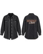 Load image into Gallery viewer, *Specialty Collection BLINGED Beverly Cheer Women's button down oversized Boyfriend Jean Shacket
