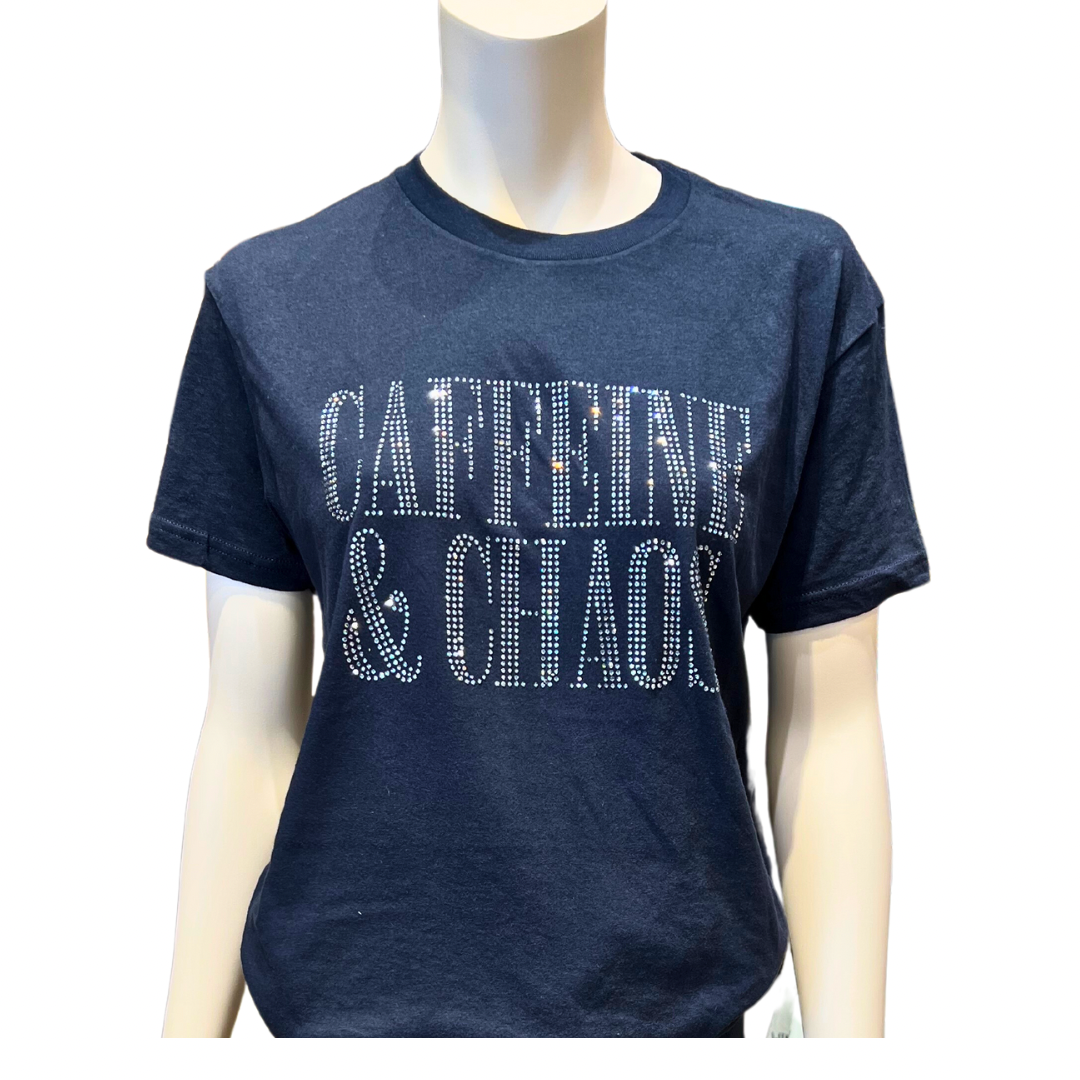 Caffeine & Chaos Bling T-shirt