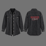 Load image into Gallery viewer, *Specialty Collection BLINGED MASCO Cheer Women's Button Down Oversized Boyfriend Jean Shacket
