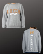 Load image into Gallery viewer, CHEER Mom BLINGED Sweatshirt with PERSONALIZED color &amp; name
