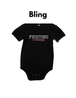 Load image into Gallery viewer, Fighting Flamingos short sleeve baby onesie BLING
