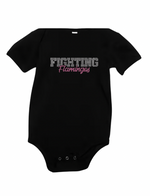Load image into Gallery viewer, Fighting Flamingos short sleeve baby onesie BLING
