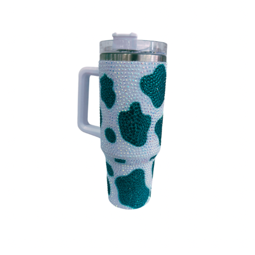 40 oz Bling Cow Print Tumbler - Brown