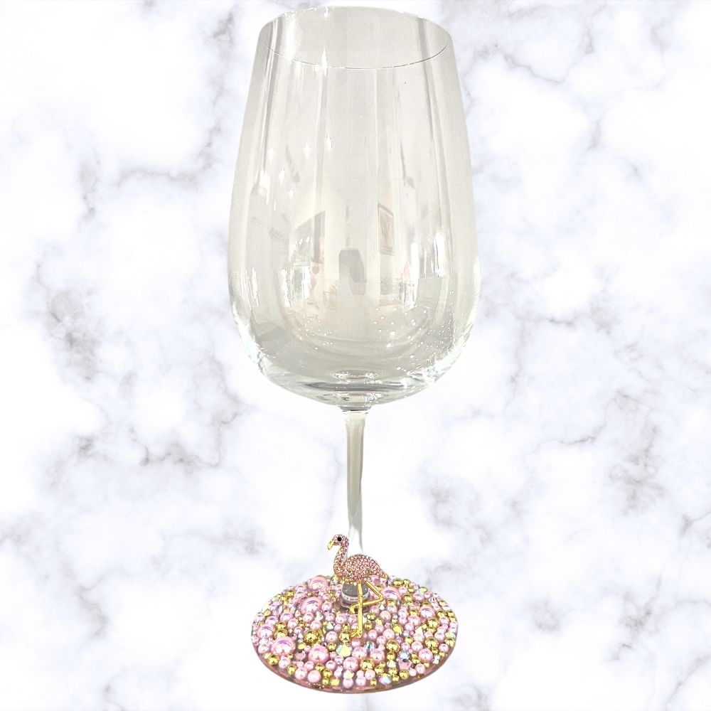 Flamingo Embellished Wine Glass