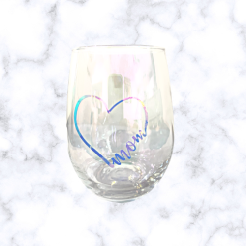 Mom Love Stemless Iridescent Wine Glass