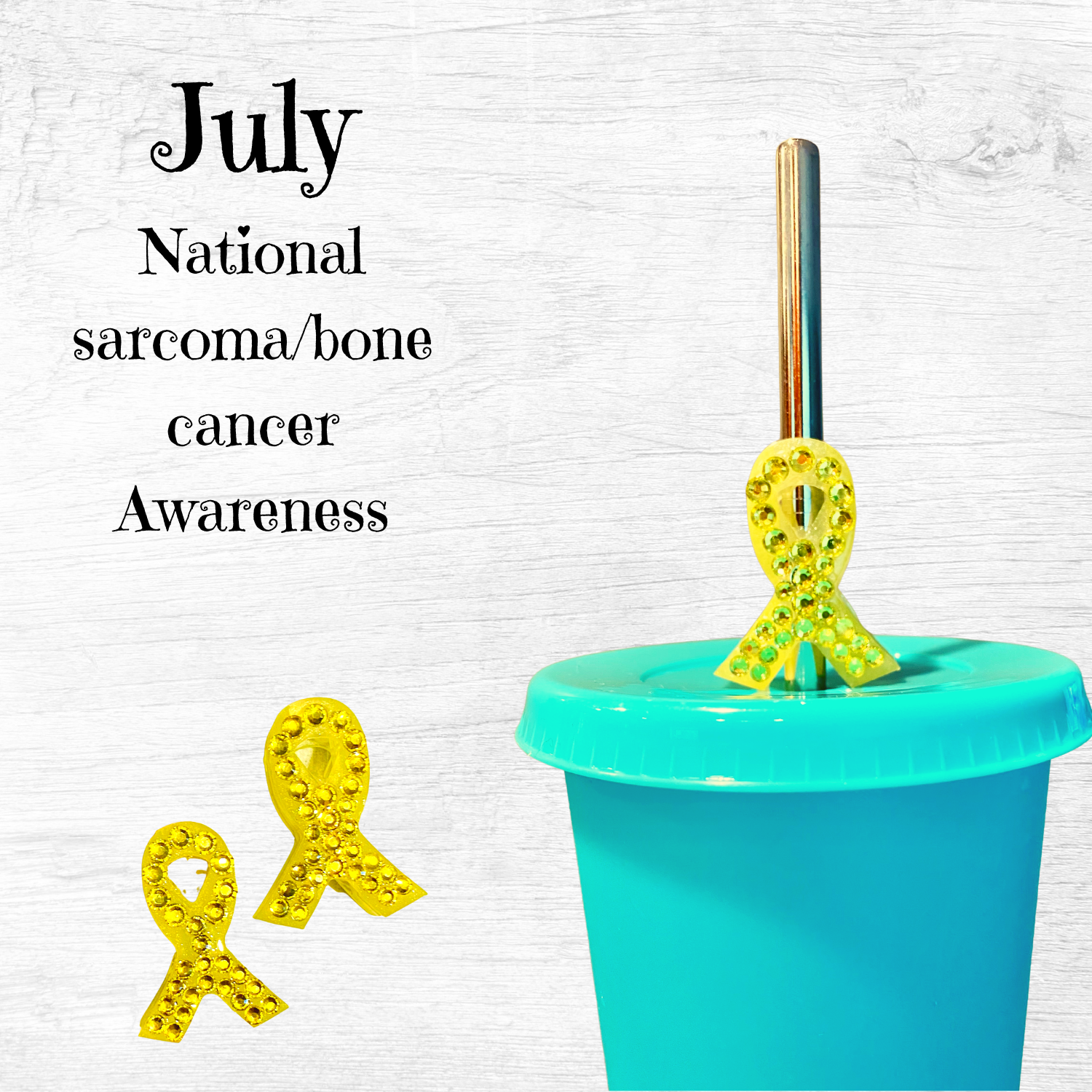National Bone Cancer Ribbon Straw Topper