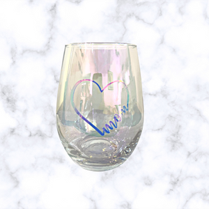 Mom Love Stemless Iridescent Wine Glass