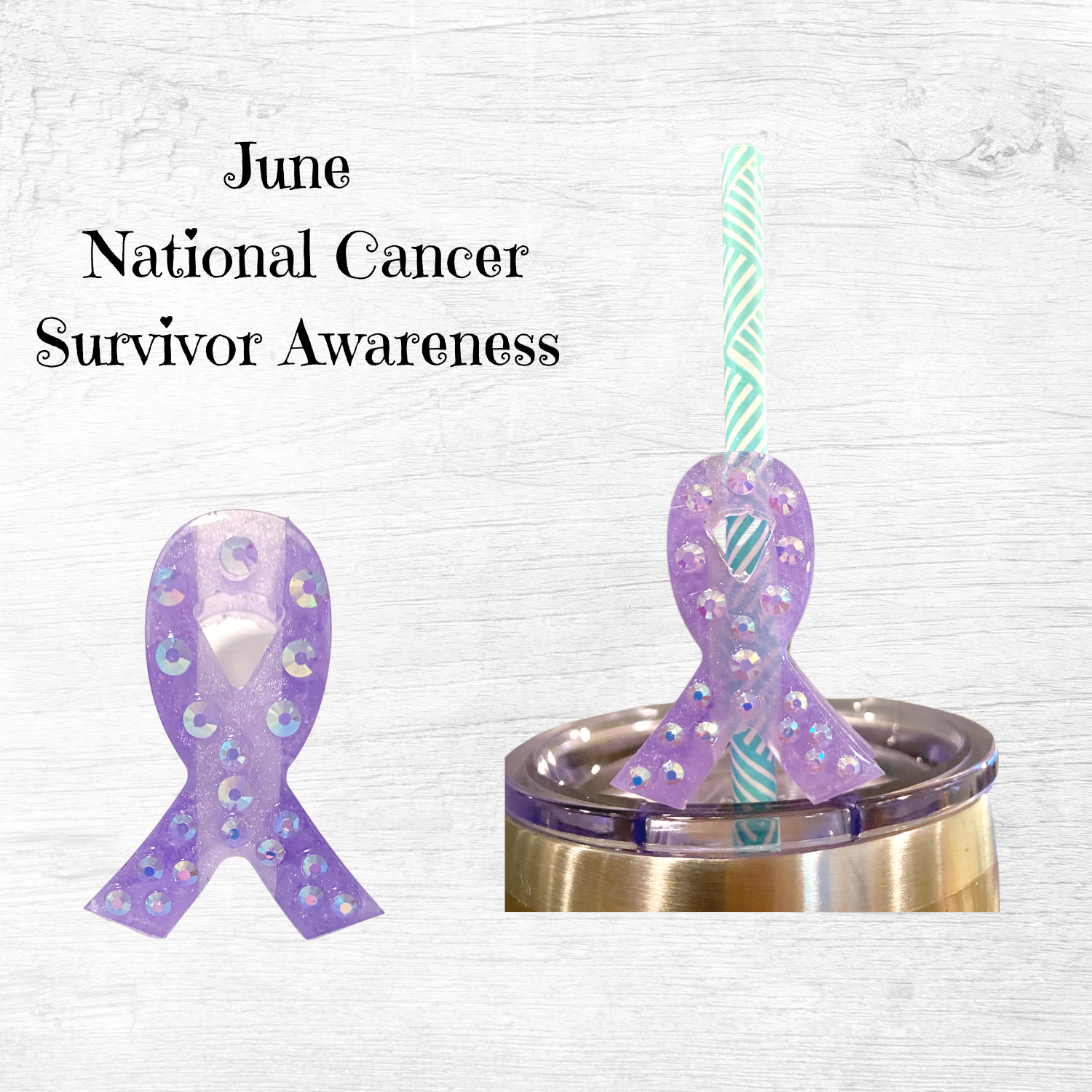 National Cancer Survivor Ribbon Straw Topper