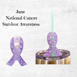 Load image into Gallery viewer, National Cancer Survivor Ribbon Straw Topper
