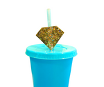 Load image into Gallery viewer, Gold Sparkle Diamond Straw Topper
